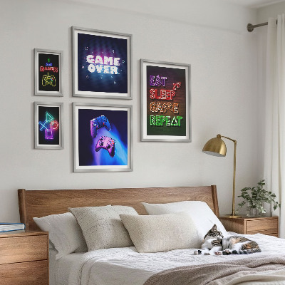 Set slika iznad kauča Neonske teme računalnih igara