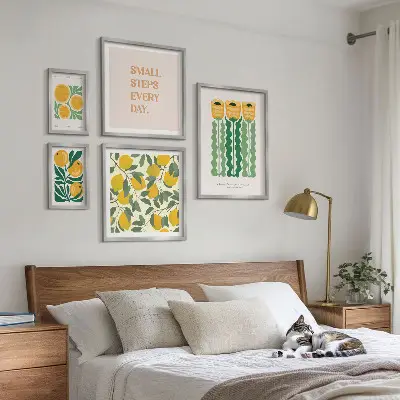 Set od 5 slika u okviru pozitivni slogani s motivima cvijeća i citrusa