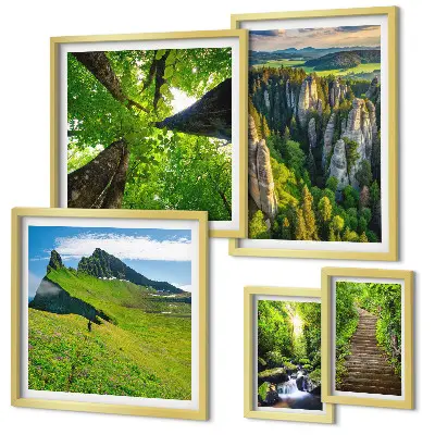 Poliptih u okviru zeleni krajolici s motivom prirodnih staza