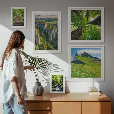 Poliptih u okviru zeleni krajolici s motivom prirodnih staza