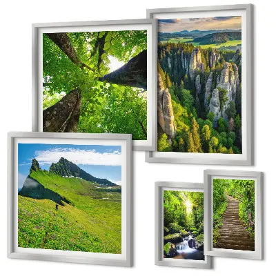 Poliptih u okviru zeleni krajolici s motivom prirodnih staza