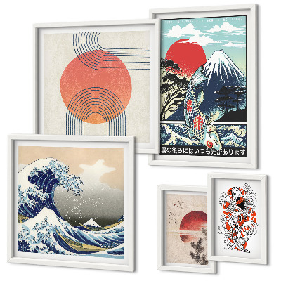 Set slika iznad kauča Valovi japanskih umjetničkih motiva