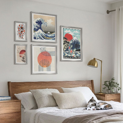 Set slika iznad kauča Valovi japanskih umjetničkih motiva