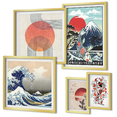 Set slika iznad kauča Valovi japanskih umjetničkih motiva