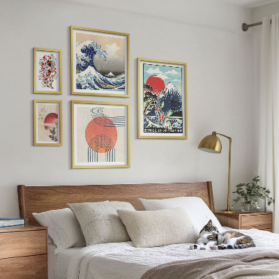 Set slika iznad kauča Valovi japanskih umjetničkih motiva