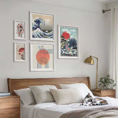 Set slika iznad kauča Valovi japanskih umjetničkih motiva