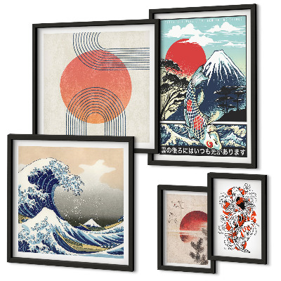 Set slika iznad kauča Valovi japanskih umjetničkih motiva