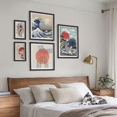 Set slika iznad kauča Valovi japanskih umjetničkih motiva
