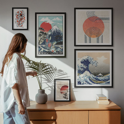 Set slika iznad kauča Valovi japanskih umjetničkih motiva