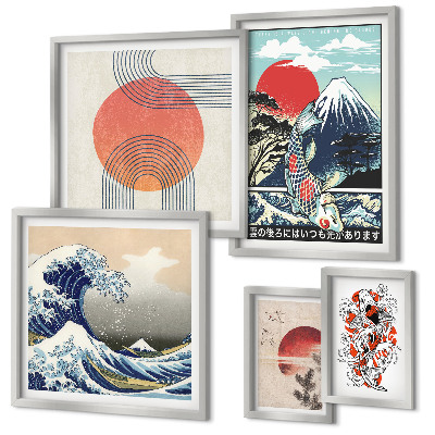 Set slika iznad kauča Valovi japanskih umjetničkih motiva