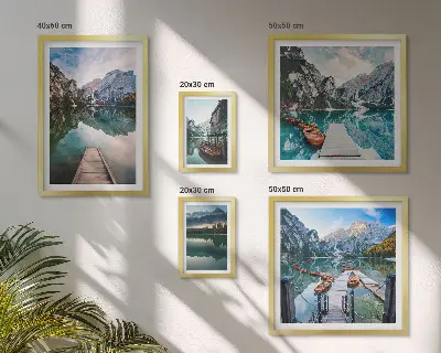 Set slika planinskih jezera i prirode dekoracija iznad kauča