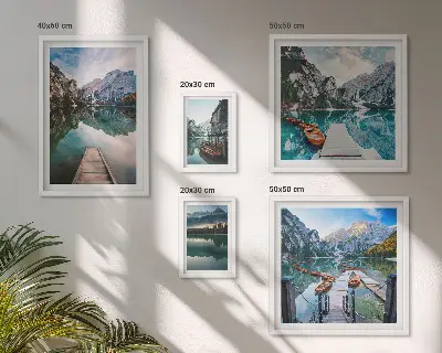 Set slika planinskih jezera i prirode dekoracija iznad kauča
