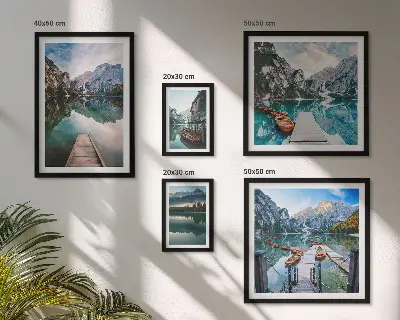 Set slika planinskih jezera i prirode dekoracija iznad kauča