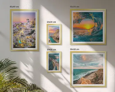 Set slika iznad kauča motive primorskih krajolika i plaža