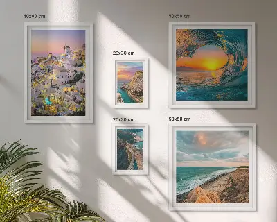 Set slika iznad kauča motive primorskih krajolika i plaža
