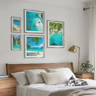 Poliptih u okviru tropske plaže i rajske vode