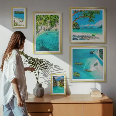Poliptih u okviru tropske plaže i rajske vode