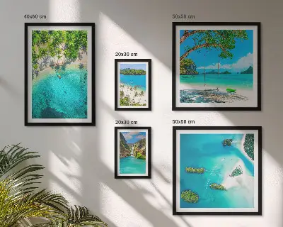 Poliptih u okviru tropske plaže i rajske vode