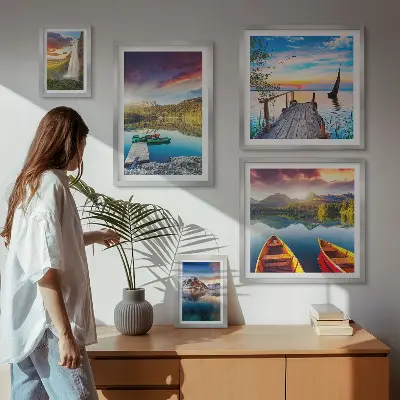 Set slika za iznad kauča pejzaži slapova i jezera