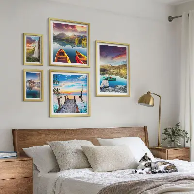 Set slika za iznad kauča pejzaži slapova i jezera