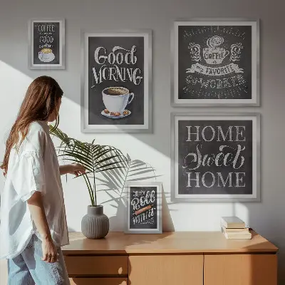 Rustikalne inspiracije za kavu set od 5 slika u okviru