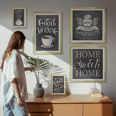Rustikalne inspiracije za kavu set od 5 slika u okviru