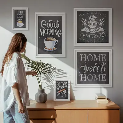 Rustikalne inspiracije za kavu set od 5 slika u okviru