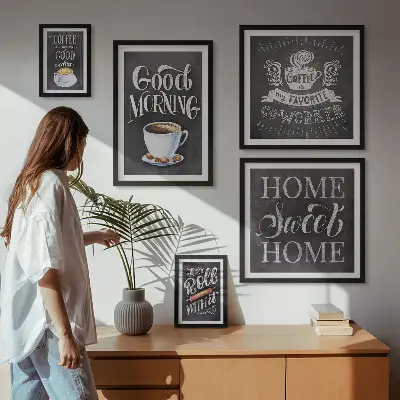 Rustikalne inspiracije za kavu set od 5 slika u okviru