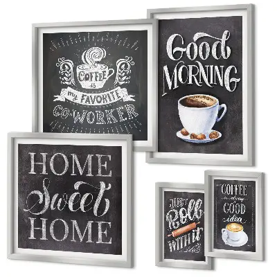 Rustikalne inspiracije za kavu set od 5 slika u okviru