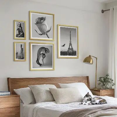 Set slika iznad kauča elegantni crno-bijeli prizori Pariza