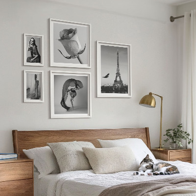 Set slika iznad kauča Elegantni crno-bijeli Pariz