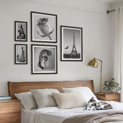 Set slika iznad kauča Elegantni crno-bijeli Pariz