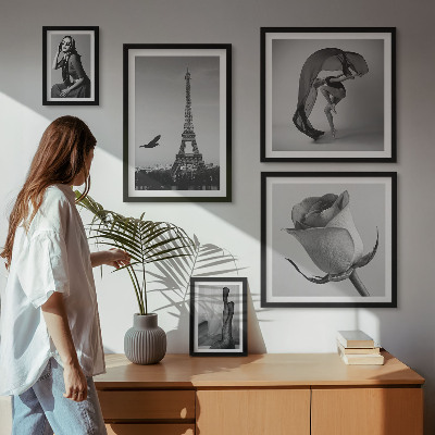 Set slika iznad kauča Elegantni crno-bijeli Pariz