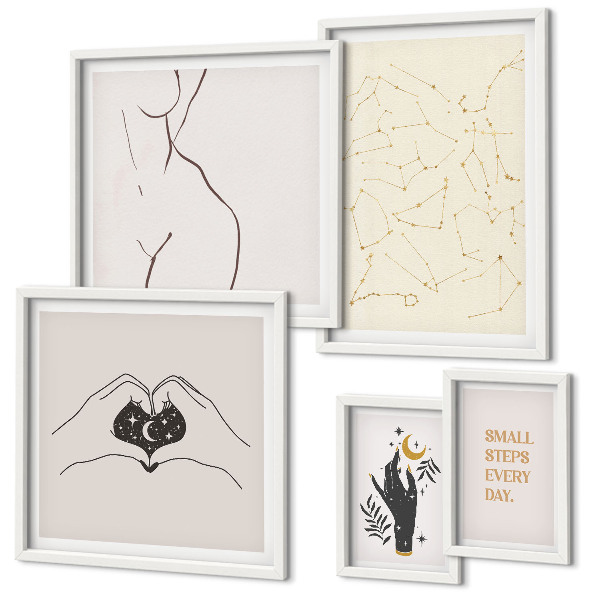 Set slika iznad kauča Minimalistički svemirski motivi