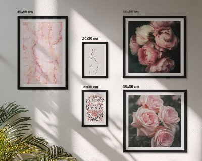 Set 5 slika u okviru Ružičasto cvijeće u boho stilu