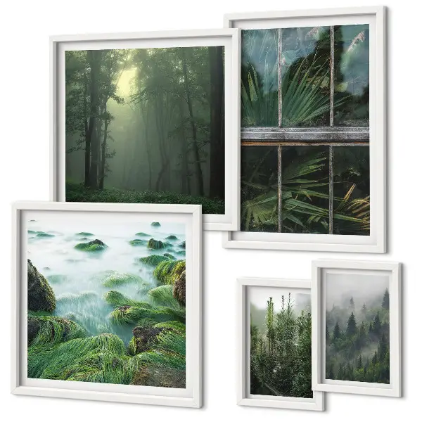 Set od 5 slika u okviru zeleni krajolici, šume i vegetacija