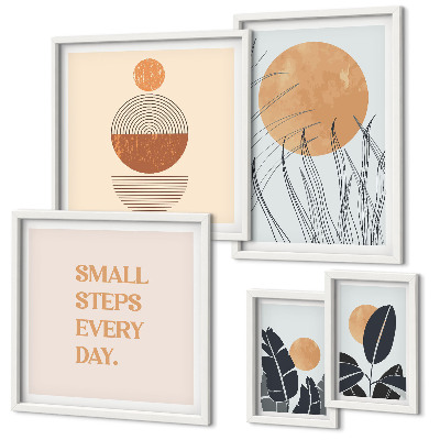 Set slika iznad kauča Elegantni slogani s biljnom grafikom