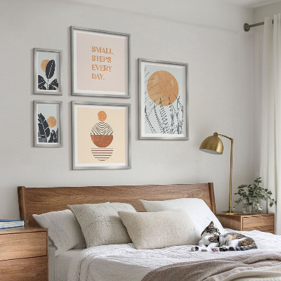 Set slika iznad kauča Elegantni slogani s biljnom grafikom