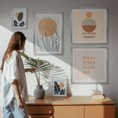 Set slika iznad kauča Elegantni slogani s biljnom grafikom