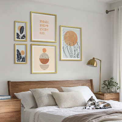 Set slika iznad kauča Elegantni slogani s biljnom grafikom