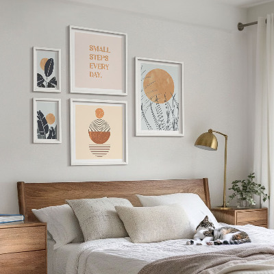 Set slika iznad kauča Elegantni slogani s biljnom grafikom