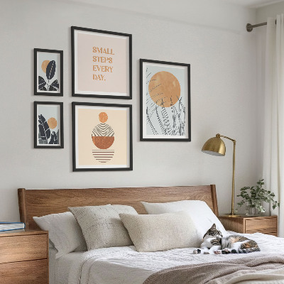 Set slika iznad kauča Elegantni slogani s biljnom grafikom