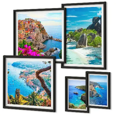 Pogledi na primorske krajolike set 5 slika u okviru