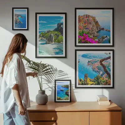 Pogledi na primorske krajolike set 5 slika u okviru