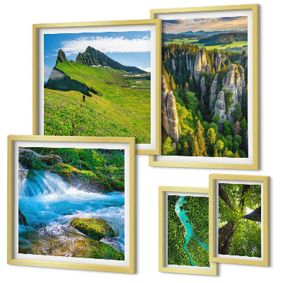 Set 5 slika u okviru Krajolici planine rijeke šume