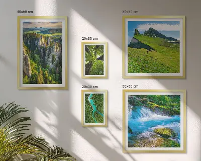 Set 5 slika u okviru krajolici s motivima planina, rijeka i šuma