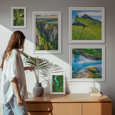 Set 5 slika u okviru Krajolici planine rijeke šume