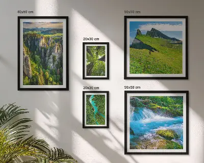 Set 5 slika u okviru krajolici s motivima planina, rijeka i šuma