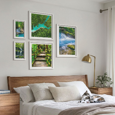 Set slika iznad kauča Zelene oaze mira u šumi