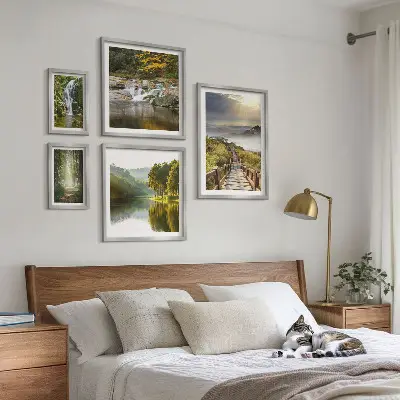 Set od 5 slika u okviru prirodni krajolici sa slapovima i šumskim stazama